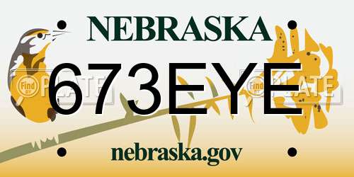 673EYE Nebraska License Plate