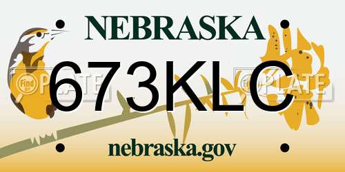 673KLC Nebraska License Plate