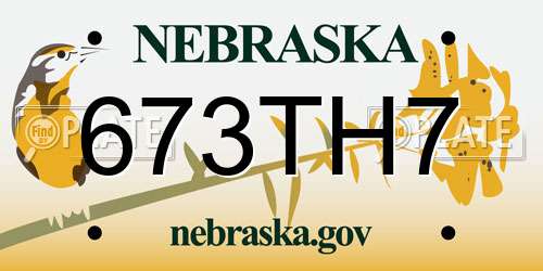 673TH7 Nebraska License Plate