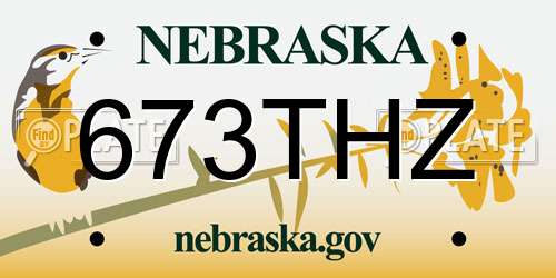 673THZ Nebraska License Plate
