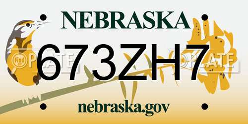 673ZH7 Nebraska License Plate