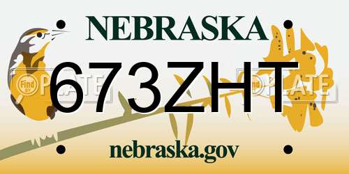 673ZHT Nebraska License Plate