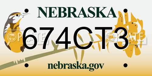 674CT3 Nebraska License Plate