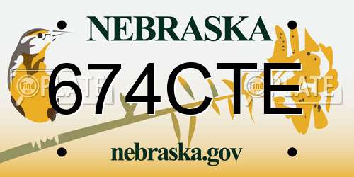 674CTE Nebraska License Plate