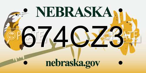 674CZ3 Nebraska License Plate