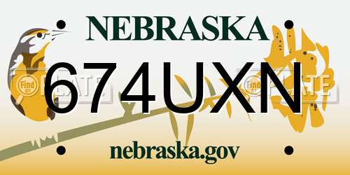 674UXN Nebraska License Plate