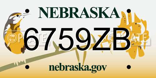 6759ZB Nebraska License Plate