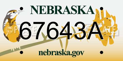 67643A Nebraska License Plate