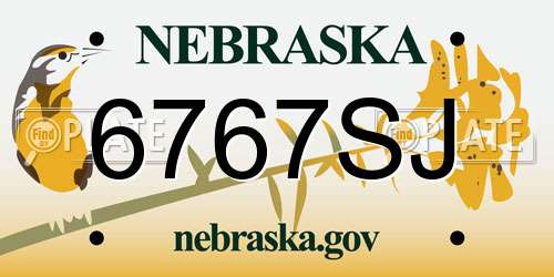 6767SJ Nebraska License Plate