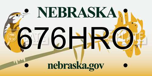 676HRO Nebraska License Plate