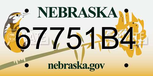 67751B4 Nebraska License Plate