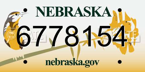 6778154 Nebraska License Plate