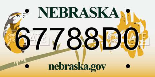 67788D0 Nebraska License Plate