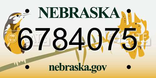 6784075 Nebraska License Plate