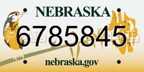 6785845 Nebraska License Plate