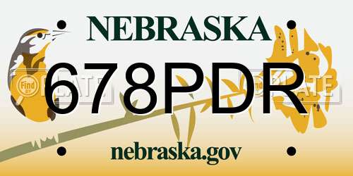 678PDR Nebraska License Plate