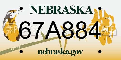 67A884 Nebraska License Plate