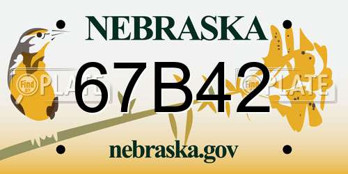67B42 Nebraska License Plate