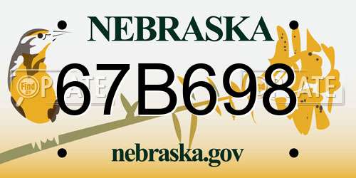 67B698 Nebraska License Plate