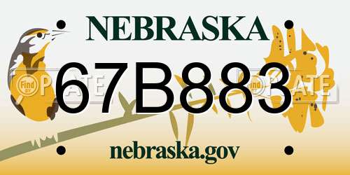 67B883 Nebraska License Plate