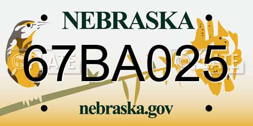 67BA025 Nebraska License Plate