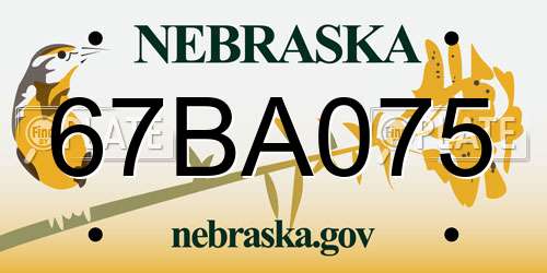 67BA075 Nebraska License Plate