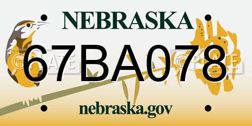 67BA078 Nebraska License Plate