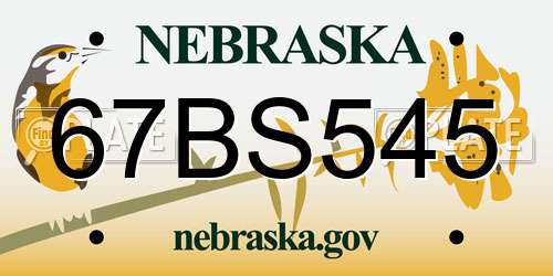 67BS545 Nebraska License Plate