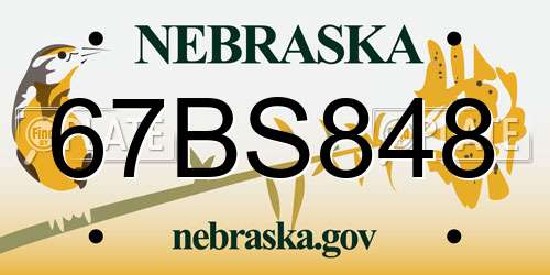 67BS848 Nebraska License Plate