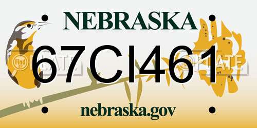 67CI461 Nebraska License Plate
