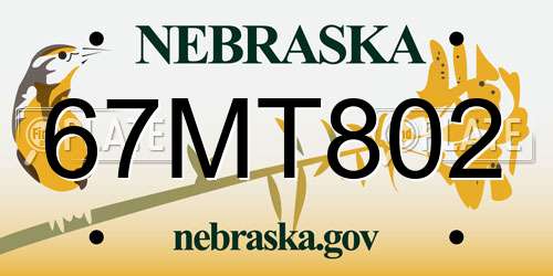 67MT802 Nebraska License Plate
