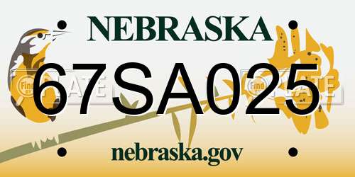 67SA025 Nebraska License Plate