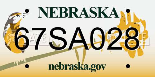 67SA028 Nebraska License Plate