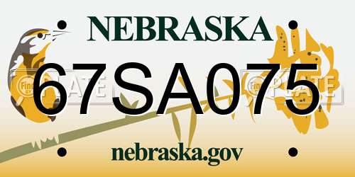 67SA075 Nebraska License Plate