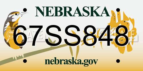 67SS848 Nebraska License Plate