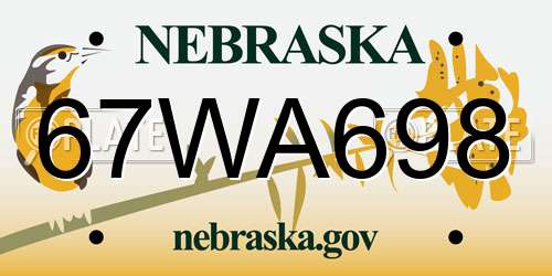 67WA698 Nebraska License Plate
