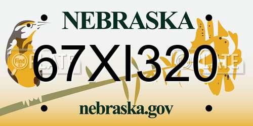 67XI320 Nebraska License Plate