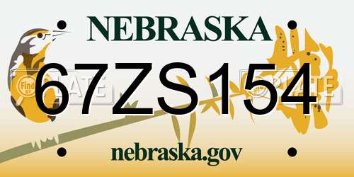 67ZS154 Nebraska License Plate