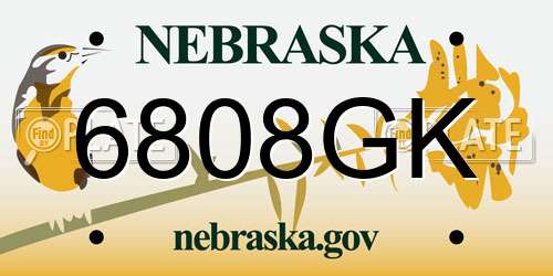 6808GK Nebraska License Plate