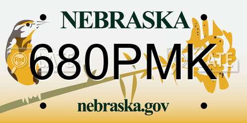 680PMK Nebraska License Plate