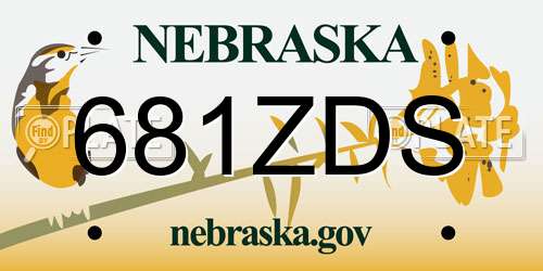 681ZDS Nebraska License Plate