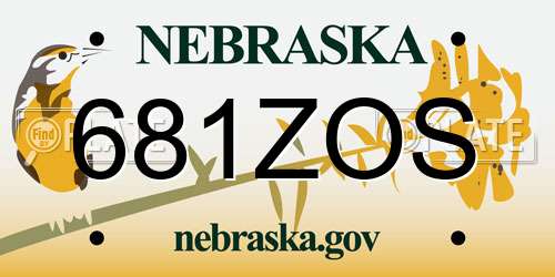 681ZOS Nebraska License Plate