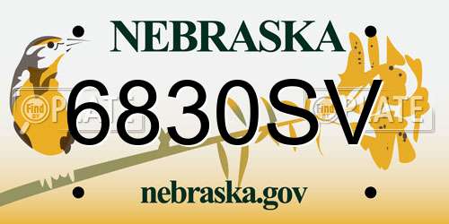 6830SV Nebraska License Plate
