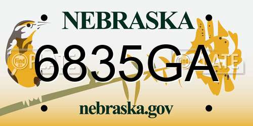 6835GA Nebraska License Plate