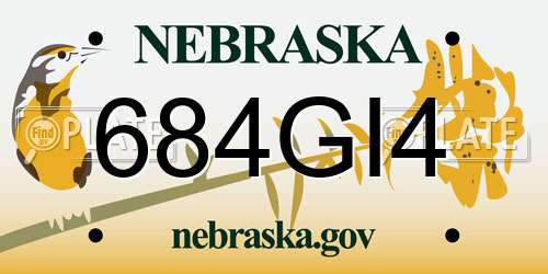 684GI4 Nebraska License Plate