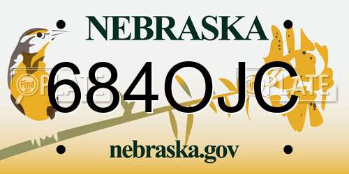 684OJC Nebraska License Plate