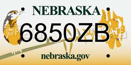 6850ZB Nebraska License Plate