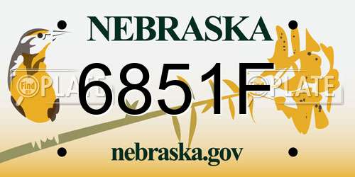 6851F Nebraska License Plate