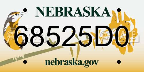 68525D0 Nebraska License Plate