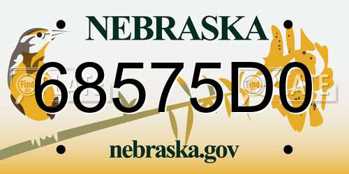 68575D0 Nebraska License Plate